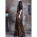 Women Coffee Button Patchwork Fall retro jumpsuit pants