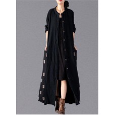 Elegant black plaid Coats Women oversize long winter coat fall lapel patchwork