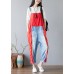 Simple Red pockets Patchwork jeans Jumpsuit Spring