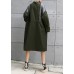 New army green overcoat trendy plus size long lapel drawstring coats