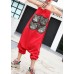 New red tide straps trousers embroidery cat head loose jumpsuit female summer strap pants