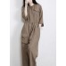 Women Gray drawstring Outfits Rompers Linen